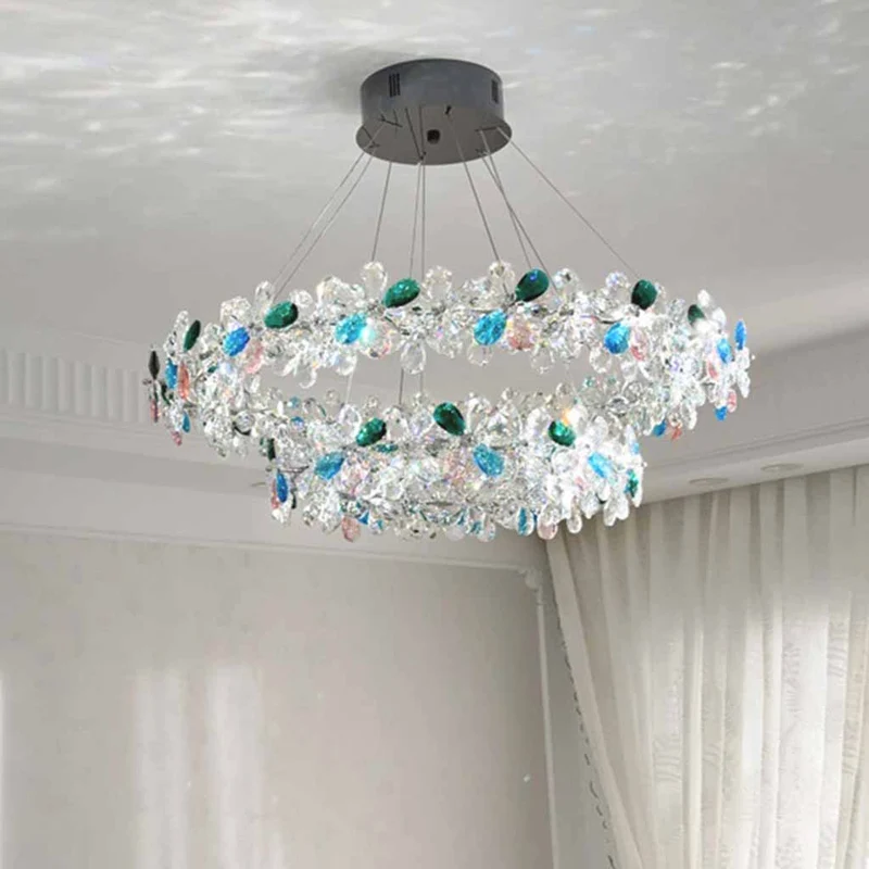 Chandelier French Round / S-Shape Colored Crystal