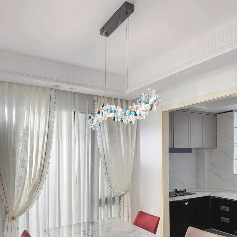 Chandelier French Round / S-Shape Colored Crystal