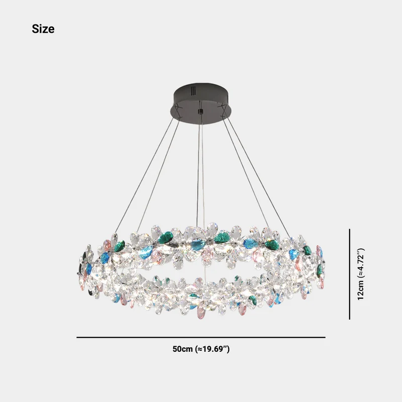 Chandelier French Round / S-Shape Colored Crystal