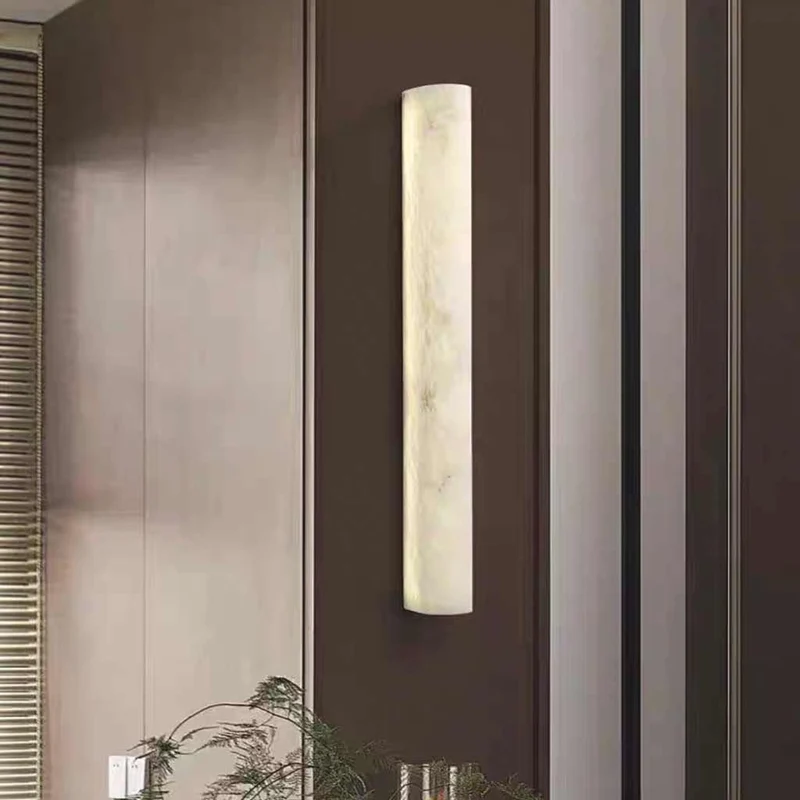 Wall Sconce Light Linear Vertical Marble LED, White