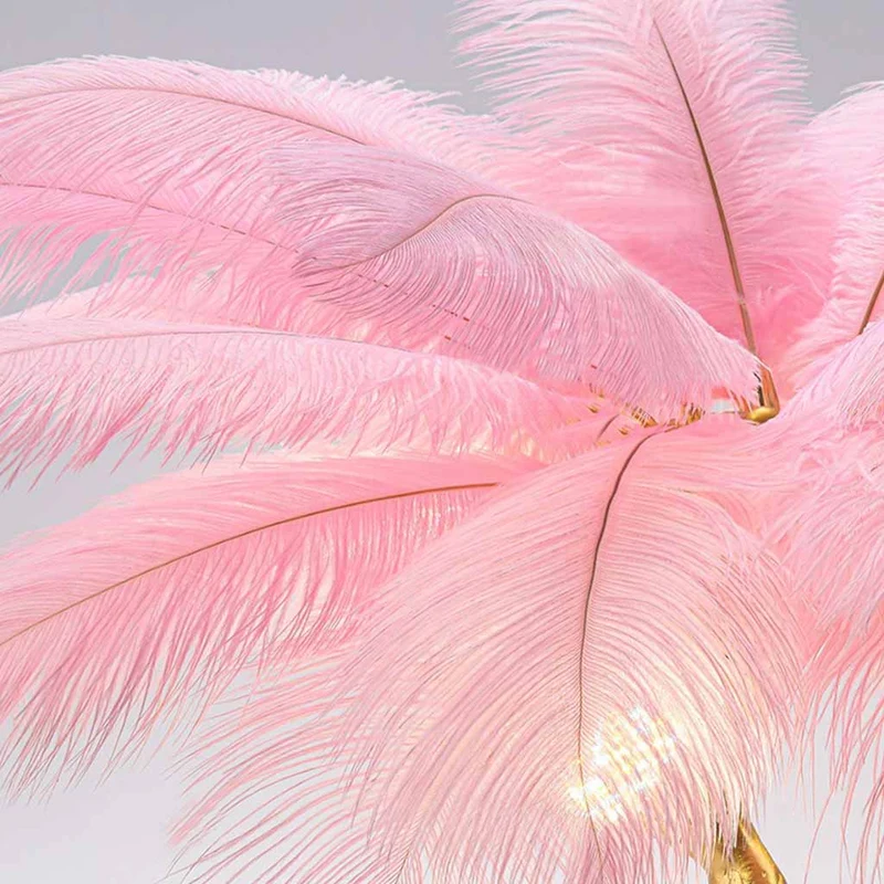 Bedside Table Lamp Decorative Tree Ostrich Feather, 3 Colors