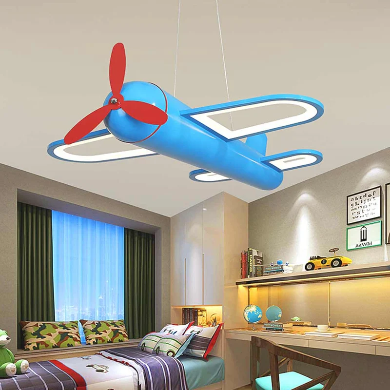 Pendant Light Airplane Dimmable LED for Kids Room