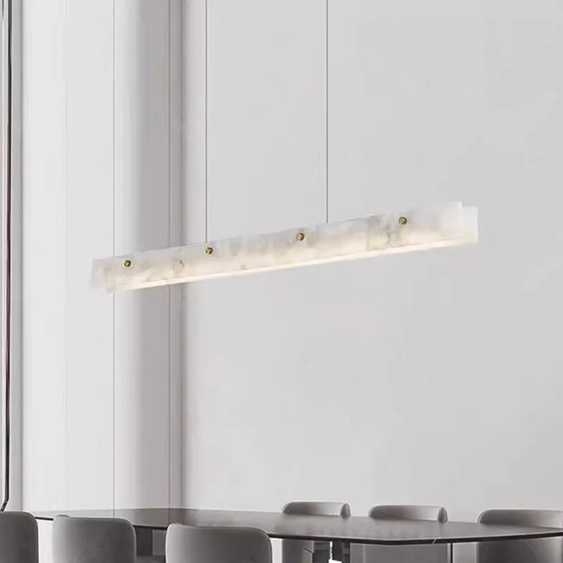 Marble Linear Pendant Light Dimmable LED for Dining Room