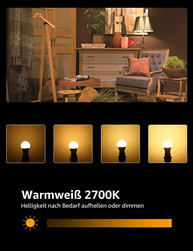 Lepro E27 Smart Lampe, 9W Smart Glühlampen WLAN LED Birnen WiFi LED Light Bulb 806LM Smart Home Lampen Dimmbare Birne, 2.4 GHz, Dimmbares Warmes Licht, Kompatibel mit Alexa Echo, Google Home, 1 Pack