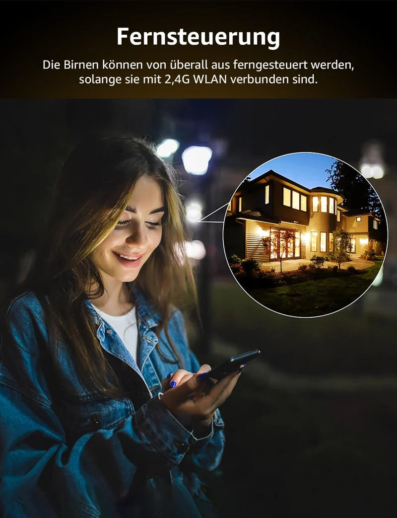 Lepro E27 Smart Lampe, 9W Smart Glühlampen WLAN LED Birnen WiFi LED Light Bulb 806LM Smart Home Lampen Dimmbare Birne, 2.4 GHz, Dimmbares Warmes Licht, Kompatibel mit Alexa Echo, Google Home, 1 Pack