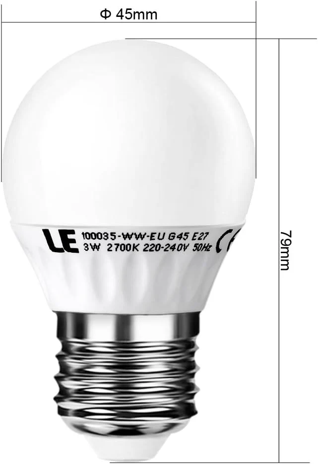 LE E27 LED Lampen, ersetzt 25W Glühbirne, 3W G45 220lm warmweiß 2700K 160° Abstrahlwinkel, LED Birnen, LED Leuchtmittel.