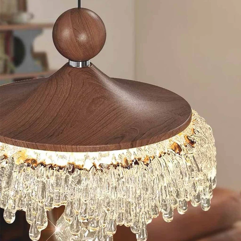 Pendant Light Vintage Wood Grain Acrylic Waterdrop