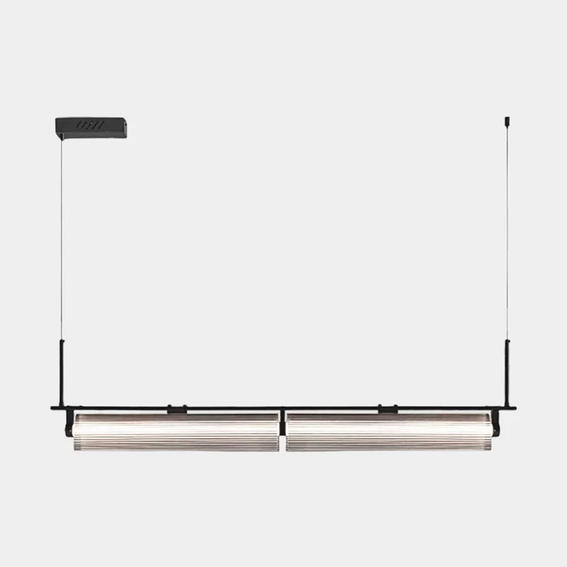 Pendant Light Ribbed Glass Linear Dimmable LED, Black