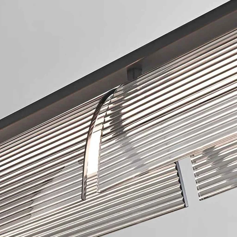 Pendant Light Ribbed Glass Linear Dimmable LED, Black