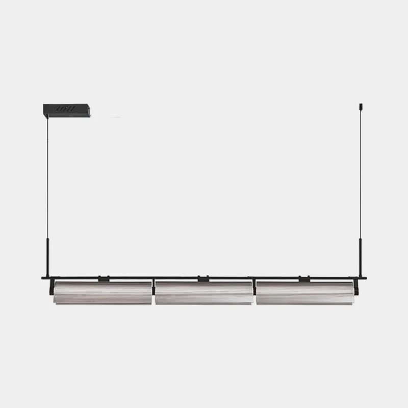 Pendant Light Ribbed Glass Linear Dimmable LED, Black