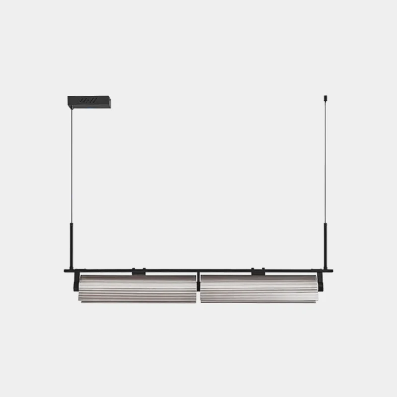 Pendant Light Ribbed Glass Linear Dimmable LED, Black
