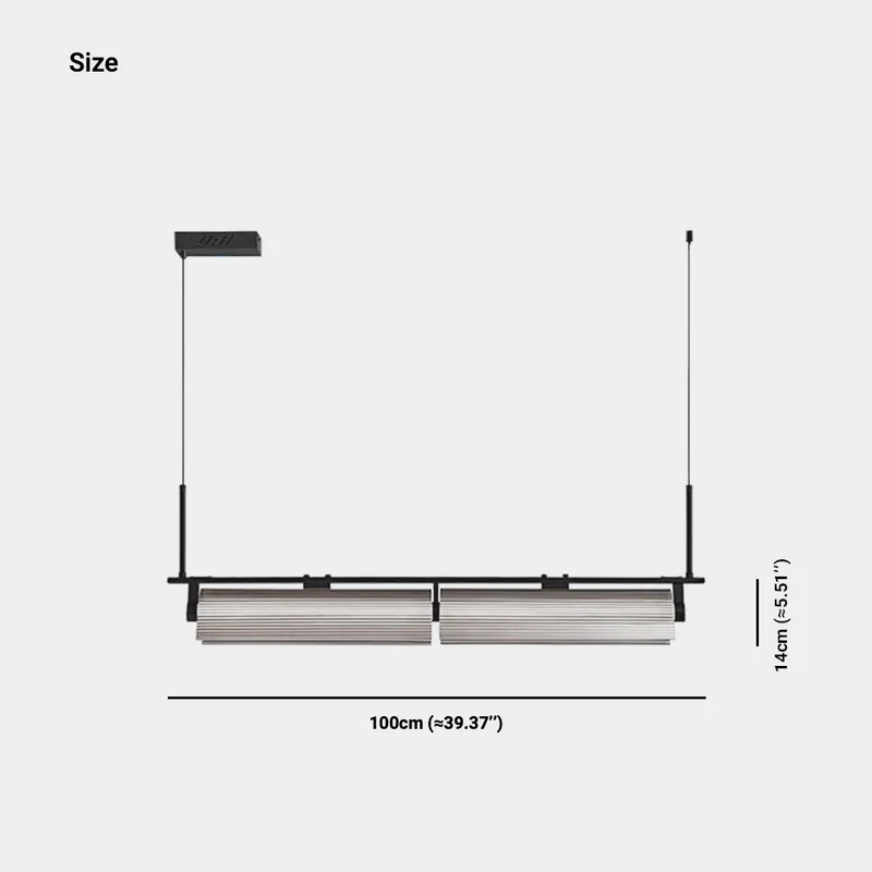 Pendant Light Ribbed Glass Linear Dimmable LED, Black
