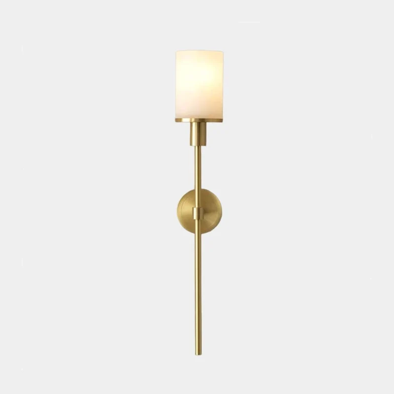 Wall Sconce Light Copper Cylinder Marble Shade