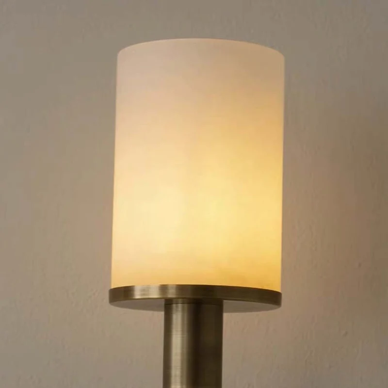 Wall Sconce Light Copper Cylinder Marble Shade