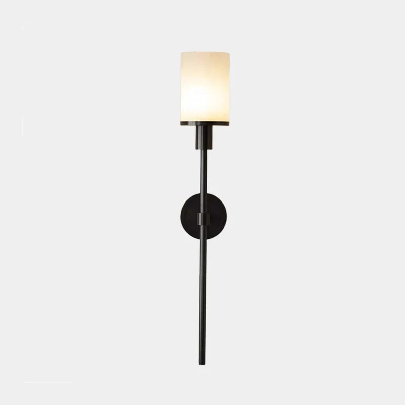 Wall Sconce Light Copper Cylinder Marble Shade
