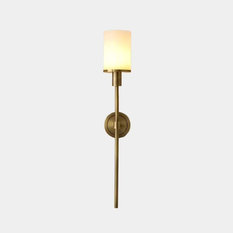 Wall Sconce Light Copper Cylinder Marble Shade