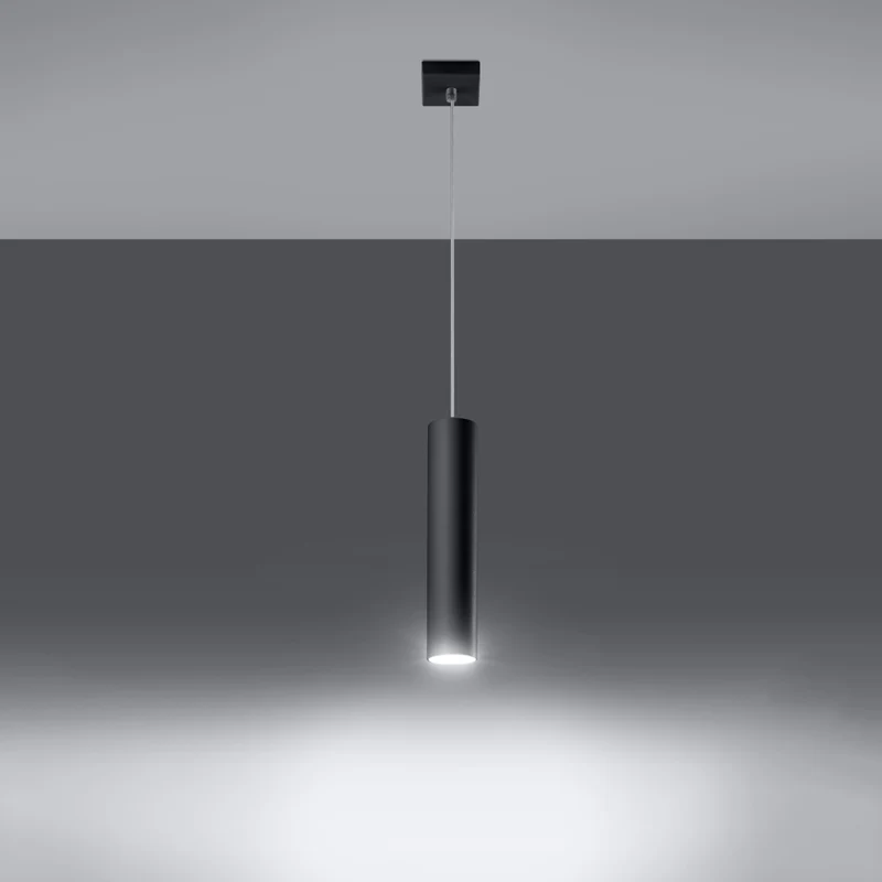 Moderne schwarze Zylinder-Hängelampe aus Stahl – Neralis