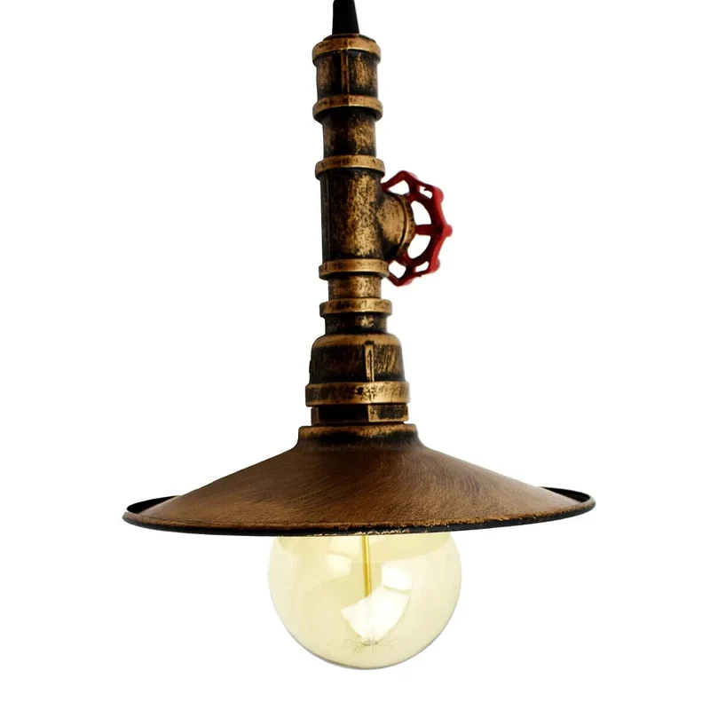 Wasserrohr Pendelleuchte – Vintage Steampunk Hängelampe Teller | E27 ~3983