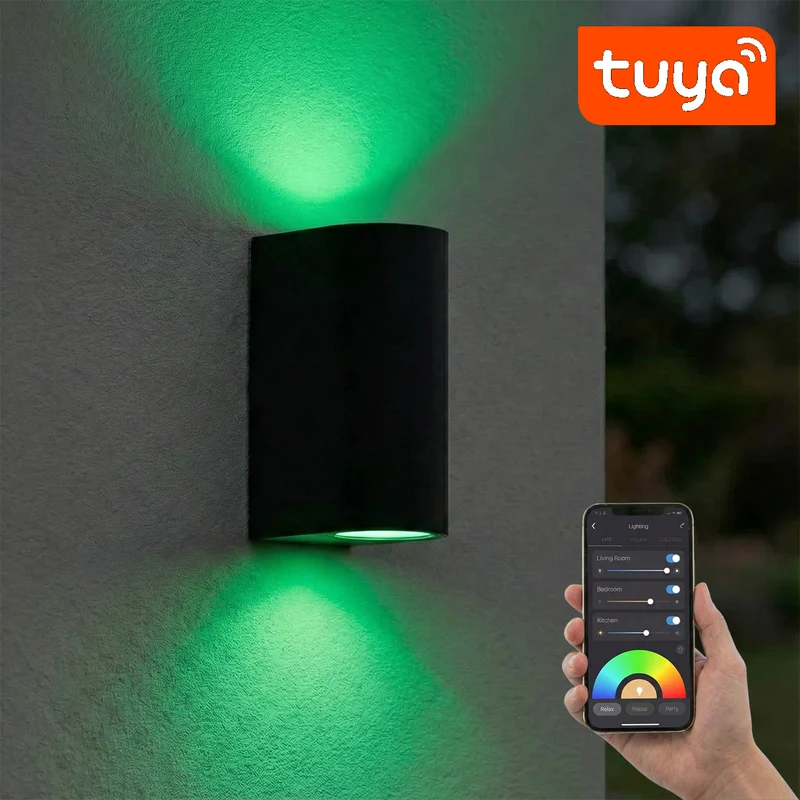 Intelligente LED-Wandleuchte | Tuya / WLAN | Santa Barbara | Inkl. 2 Leuchtmittel | Schwarz