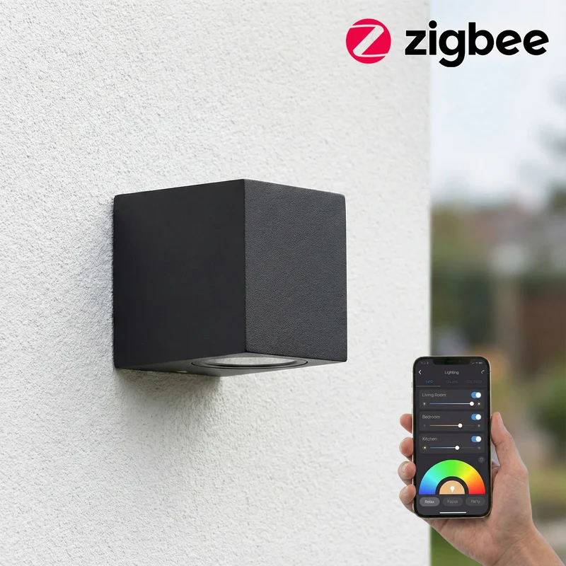 Intelligente LED-Wandleuchte | Zigbee | San Diego | Leuchtmittel inklusive | Hue-kompatibel | Schwarz