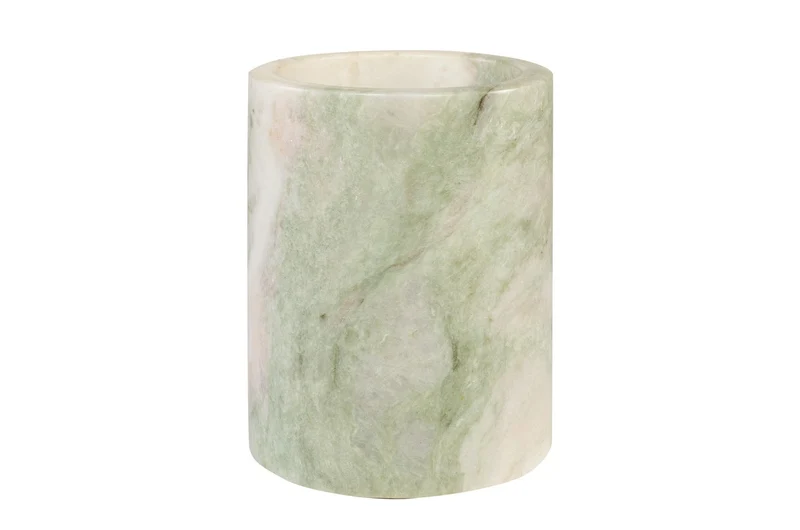 Casa Padrino Luxus Marmor Weinkühler Grün Ø 14 x H. 18 cm - Massiver Flaschenkühler aus hochwertigem Indian Green Onyx - Luxus Bar Accessoires
