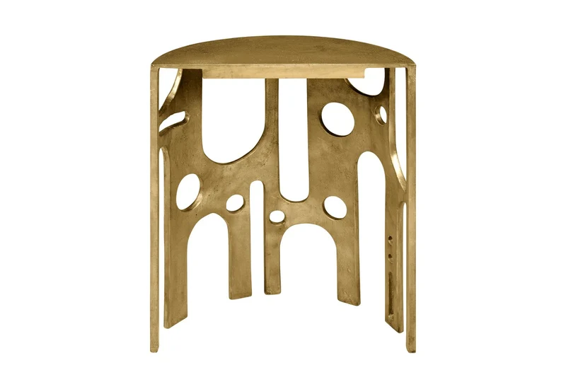 Casa Padrino Luxus Konsole Savage Bronzefarben 50 x 25 x H. 60 cm - Kleine skulpturale Wandkonsole aus Aluminium in Bronze-Optik - Luxus Möbel