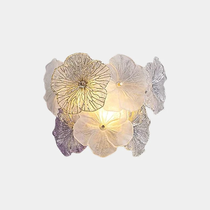 Wall Sconce Romantic French Glass Flower, Pink / Purple