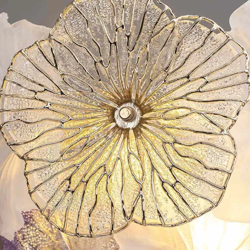 Wall Sconce Romantic French Glass Flower, Pink / Purple
