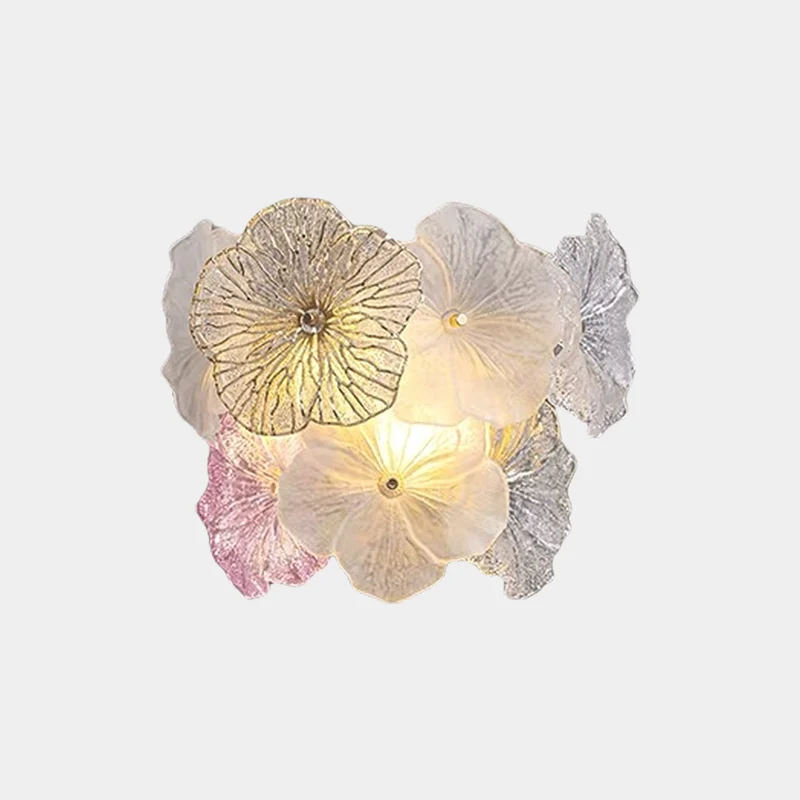 Wall Sconce Romantic French Glass Flower, Pink / Purple