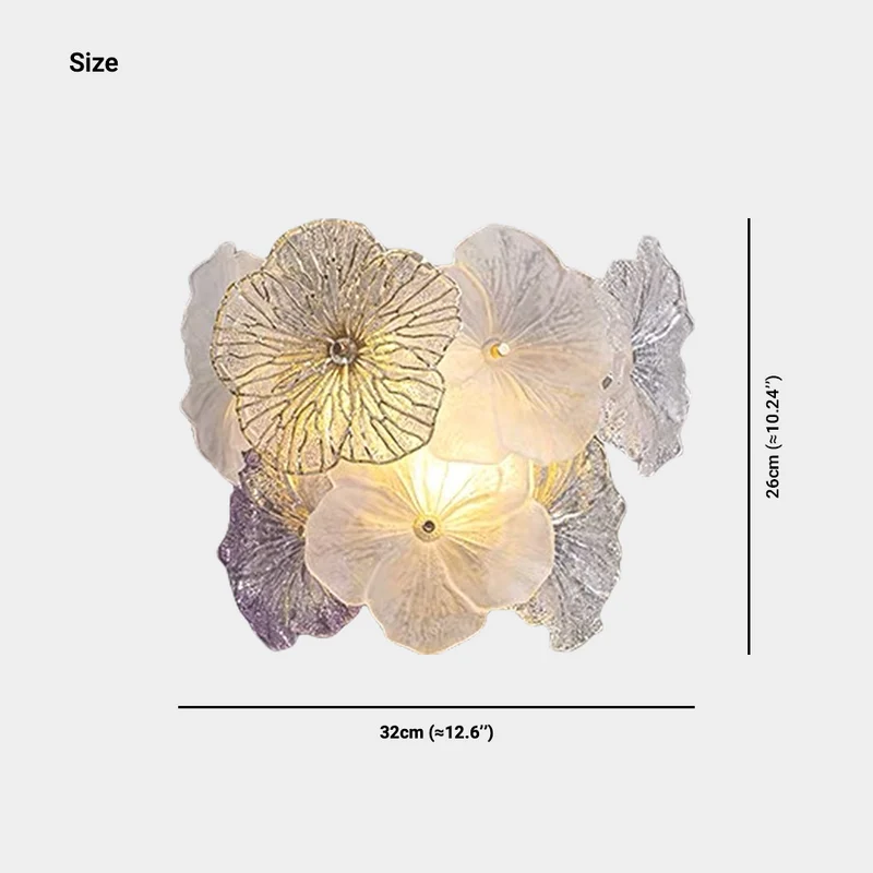 Wall Sconce Romantic French Glass Flower, Pink / Purple