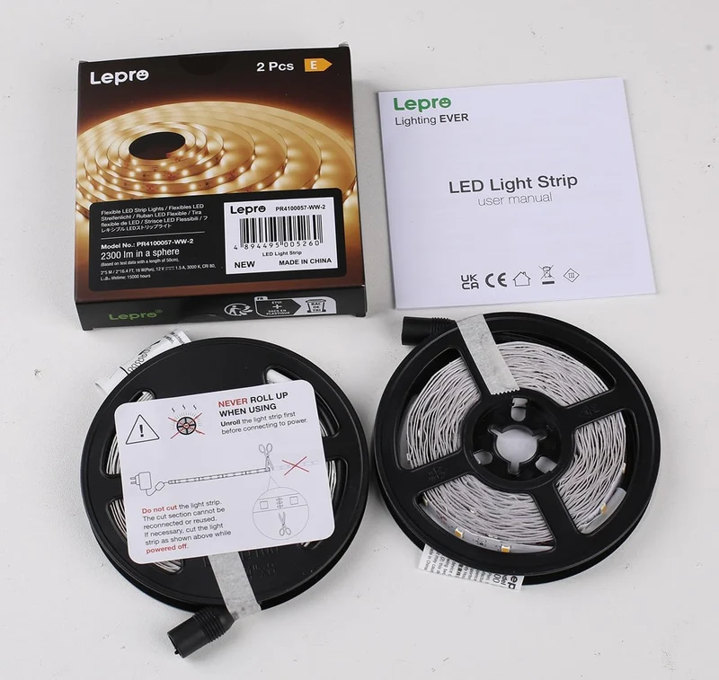 Lepro LED Strip Warmweiss, 10M(5M*2) LED Streifen 12V Selbstklebend, Band jeder mit 300 Stück 2835 LEDs 2300 Lumen, 3000K Warmweiß Dimmbar Leiste, DIY Lichtband für Innen Heim Deko, Kein Netzteil