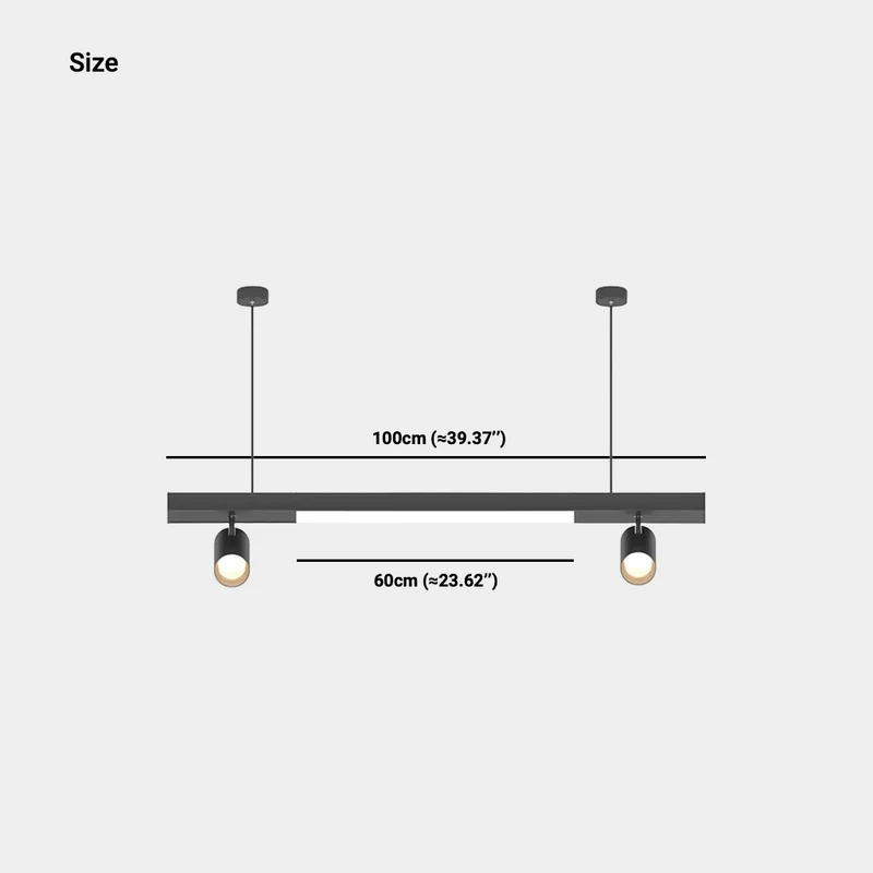 Linear LED Pendant Light with Spotlights for Shops/Offices, Black