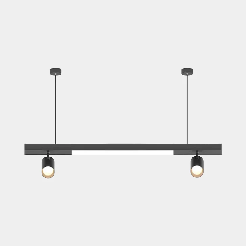 Linear LED Pendant Light with Spotlights for Shops/Offices, Black