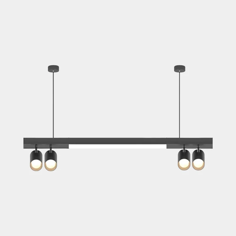 Linear LED Pendant Light with Spotlights for Shops/Offices, Black