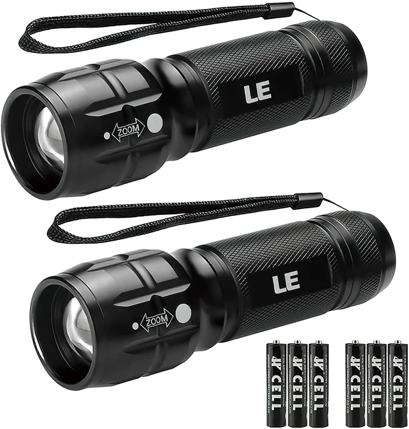 Lighting EVER LE LED Taschenlampe Klein, Extrem Hell & Zoombar Mini Taschenlampen Batteriebetrieben für Kinder, Wasserdichte Handlampe für Camping, Outdoor, Notfälle (2er-Pack)