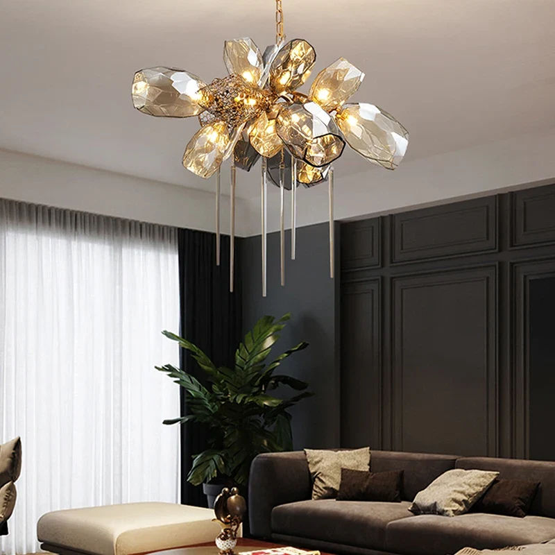 Moderne Glaspendelluchte für das Wohnzimmer – Celestine