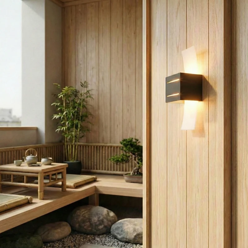Moderne schwarze Wandleuchte für das Wohnzimmer – Modell Orphéon