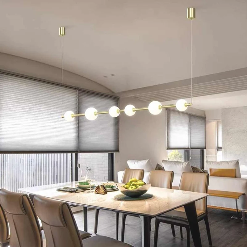 Pendant Light Linear Multi-Globe LED, Black / Gold
