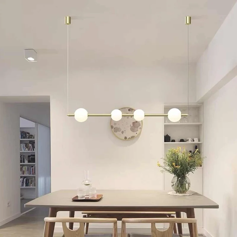 Pendant Light Linear Multi-Globe LED, Black / Gold