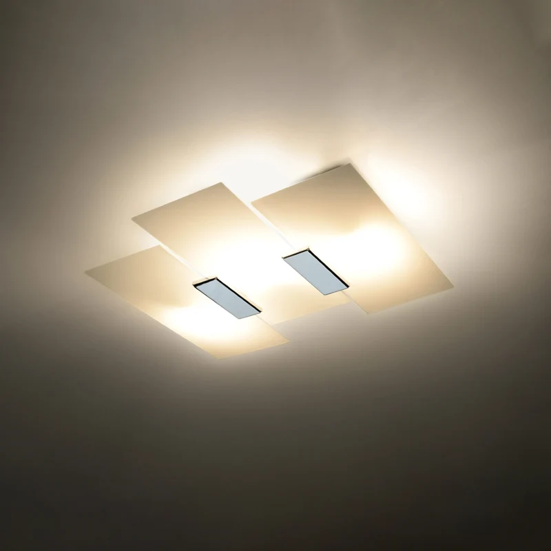 Moderne Deckenleuchte aus weißem Glas und Chrom – Modell Arvenzo