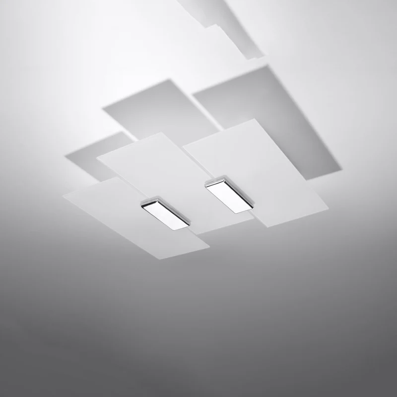 Moderne Deckenleuchte aus weißem Glas und Chrom – Modell Arvenzo