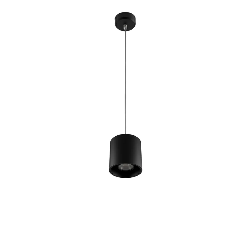 Moderne schwarze zylindrische Pendelleuchte – Asterion