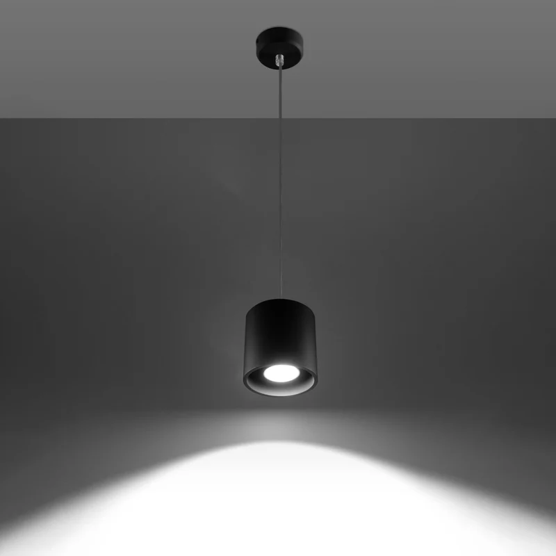 Moderne schwarze zylindrische Pendelleuchte – Asterion