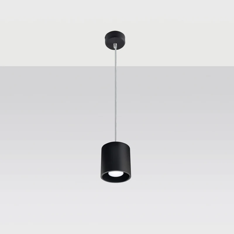 Moderne schwarze zylindrische Pendelleuchte – Asterion