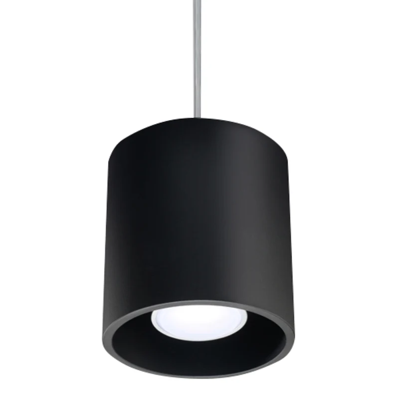 Moderne schwarze zylindrische Pendelleuchte – Asterion