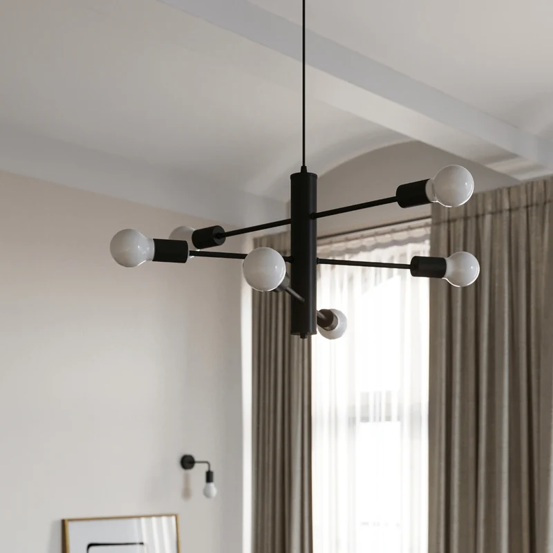 Industrielle schwarze Wandleuchte für das Wohnzimmer – Varello