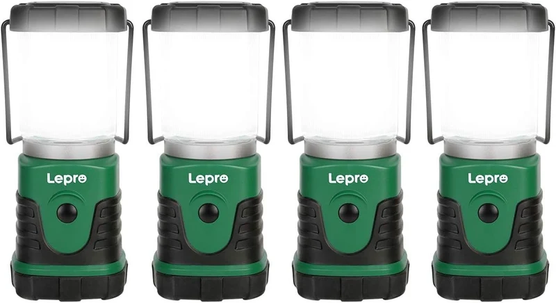 Lepro LED Campinglampe, Mini Camping Laterne, 350LM, 4 Lichtmodi, 3 AA Batterie batteriebetriebene Suchscheinwerfer Camping Lampen mit Bügel & Haken, Batterie nicht enthalten, 4 Pack