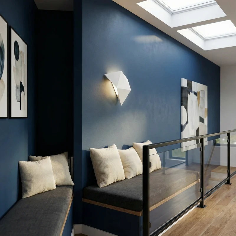 Wandleuchte modernes weißes Stahl-Wohnzimmer - Modell Asterion