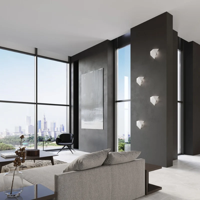 Wandleuchte modernes weißes Stahl-Wohnzimmer - Modell Asterion