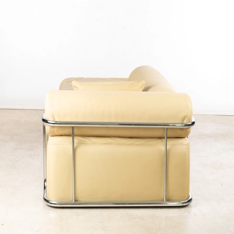 1930er Bauhaus Sofa mit Stahlrohrrahmen und Lederpolsterung